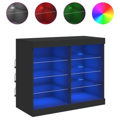 vidaXL Buffet avec lumières LED noir 81x37x67 cm