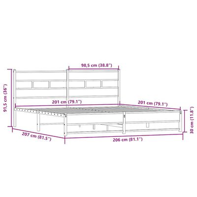 vidaXL Cadre de lit en métal sans matelas chêne sonoma 200x200 cm