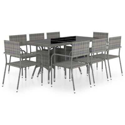 vidaXL Ensemble à manger de jardin 9pcs Résine tressée Anthracite gris