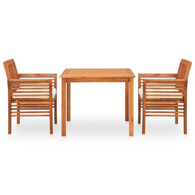 vidaXL Mobilier à dîner d'extérieur 3 pcs et coussins Acacia solide