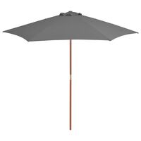 vidaXL Parasol d'extérieur avec mât en bois 270 cm Anthracite