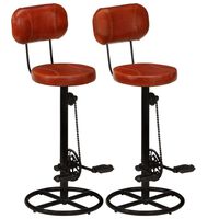 vidaXL Tabourets de bar lot de 2 noir/marron cuir de chèvre véritable