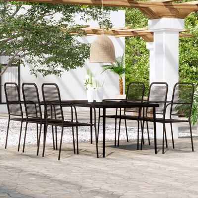 vidaXL Ensemble à manger de jardin 7 pcs Noir