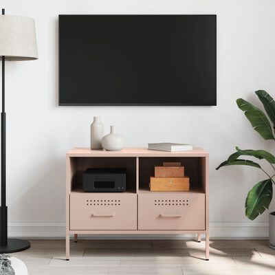 vidaXL Meuble TV rose 68x39x50,5 cm acier