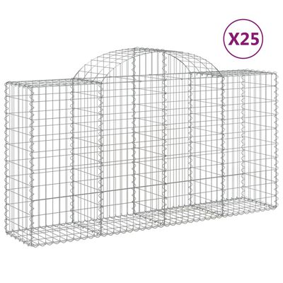 vidaXL Paniers à gabions arqués 25 pcs 200x50x100/120 cm fer galvanisé