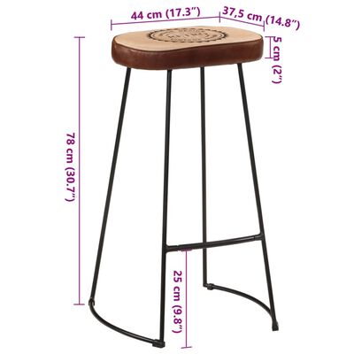 vidaXL Tabourets de bar lot de 2 marron foncé 44x37,5x78 cm