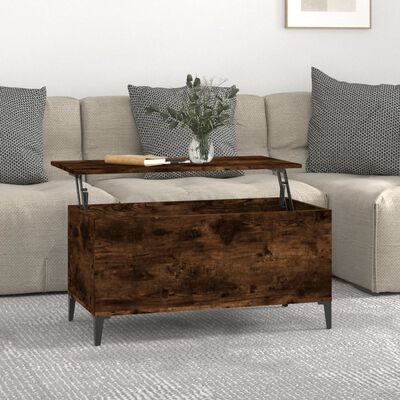 vidaXL Table basse Chêne fumé 90x44,5x45 cm Bois d'ingénierie