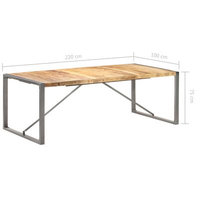 vidaXL Table à manger 220x100x75 cm Bois de manguier massif brut