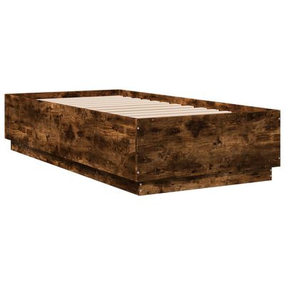 vidaXL Cadre de lit chêne fumé 75x190 cm bois d'ingénierie