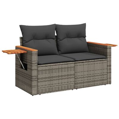 vidaXL Salon de jardin 11 pcs avec coussins gris résine tressée