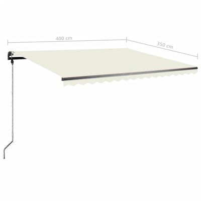 vidaXL Auvent manuel rétractable avec LED 400x350 cm Crème