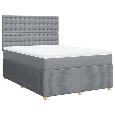 vidaXL Sommier à lattes de lit avec matelas Gris clair 140x200cm Tissu