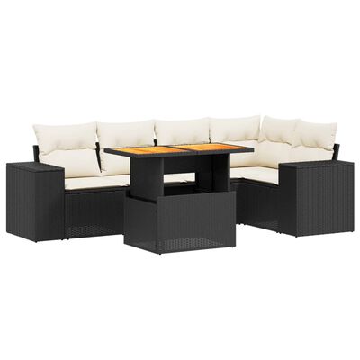 vidaXL Salon de jardin 6 pcs avec coussins noir résine tressée