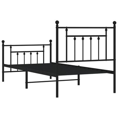 vidaXL Cadre de lit métal sans matelas avec pied de lit noir 90x190 cm