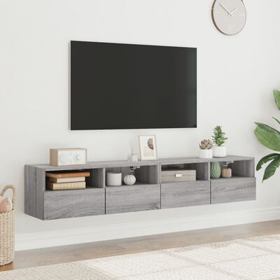 vidaXL Meubles TV muraux 2pcs sonoma gris 80x30x30cm bois d'ingénierie