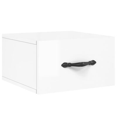 vidaXL Tables de chevet murales 2 pcs blanc brillant 35x35x20 cm