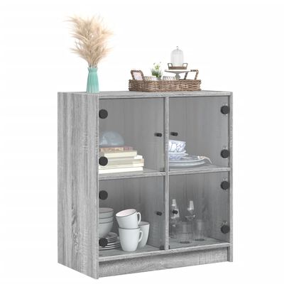 vidaXL Armoire latérale avec portes en verre sonoma gris 68x37x75,5 cm