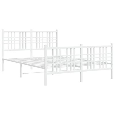 vidaXL Cadre de lit métal sans matelas et pied de lit blanc 140x190 cm