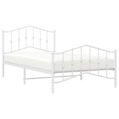 vidaXL Cadre de lit métal sans matelas et pied de lit blanc 100x200 cm