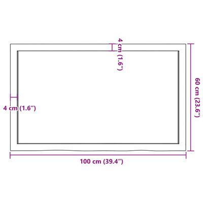 vidaXL Dessus de table 100x60x(2-4) cm bois de chêne massif non traité