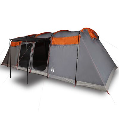 vidaXL Tente familiale tunnel 10 personnes gris et orange imperméable