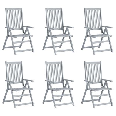 vidaXL Chaises inclinables de jardin lot de 6 et coussins Bois acacia