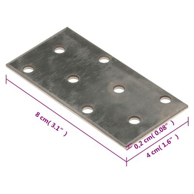 vidaXL Plaques perforées 60 pcs 2 mm 80x40 mm acier galvanisé