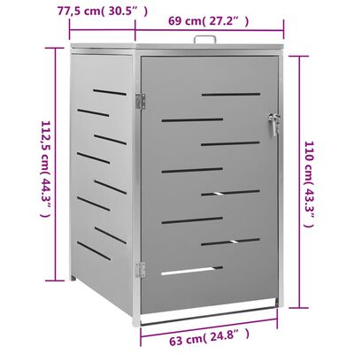 vidaXL Abri pour poubelle 69x77,5x112,5 cm Inox