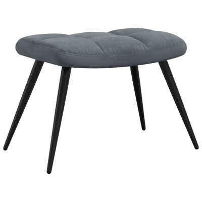 vidaXL Chaise de relaxation avec tabouret Gris foncé Velours