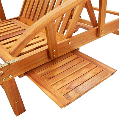 vidaXL Chaises longues lot de 2 avec table et coussins Acacia solide