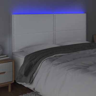 vidaXL Tête de lit à LED Blanc 180x5x118/128 cm Similicuir