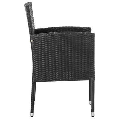 vidaXL Ensemble à manger de jardin 3 pcs noir résine tressée et acier