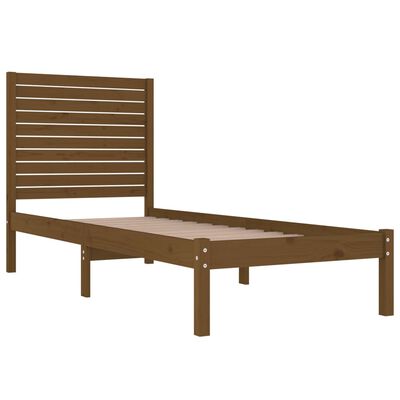 vidaXL Cadre de lit Marron miel Bois massif 75x190 cm Petit simple