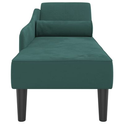 vidaXL Chaise longue avec coussins vert foncé velours