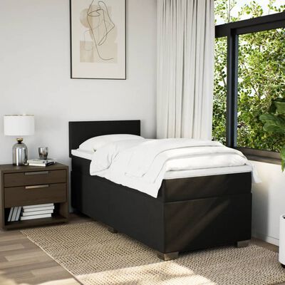 vidaXL Sommier à lattes de lit avec matelas Noir 90x190 cm Tissu