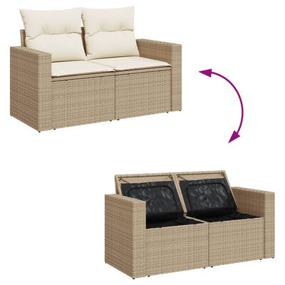 vidaXL Salon de jardin 11 pcs avec coussins beige résine tressée