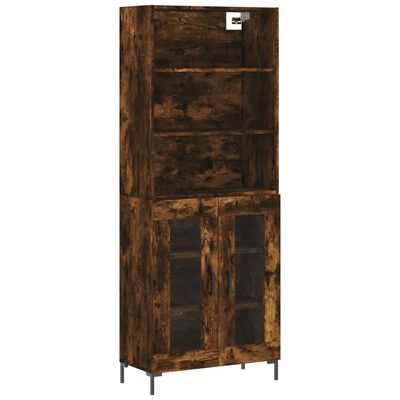 vidaXL Buffet haut Chêne fumé 69,5x34x180 cm Bois d'ingénierie