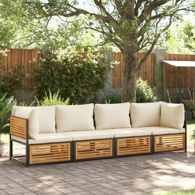 vidaXL Salon de jardin avec coussins 4 pcs bois d'acacia massif