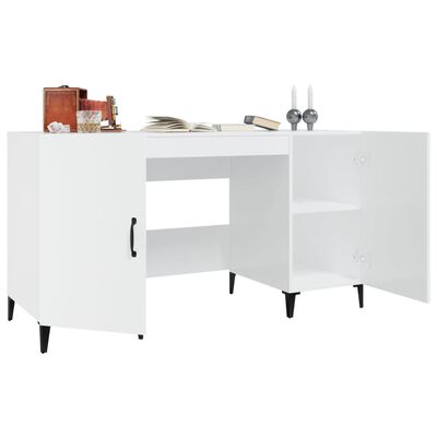 vidaXL Bureau Blanc brillant 140x50x75 cm Bois d'ingénierie