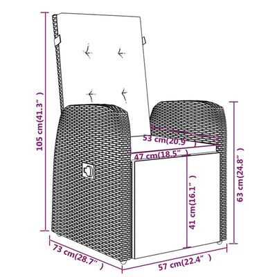 vidaXL Ensemble à manger de jardin avec coussins 9 pcs Gris