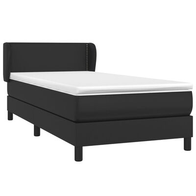 vidaXL Sommier à lattes de lit avec matelas Noir 100x200 cm Similicuir