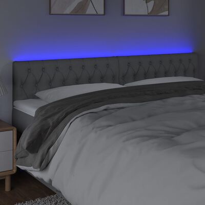 vidaXL Tête de lit à LED Gris clair 200x7x78/88 cm Tissu