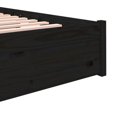 vidaXL Cadre de lit sans matelas noir bois massif 140x190 cm