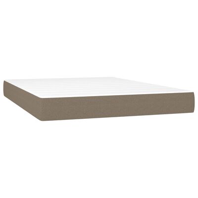 vidaXL Sommier à lattes de lit et matelas et LED Taupe 140x200cm Tissu