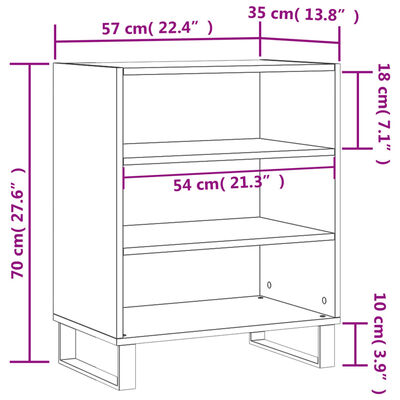 vidaXL Buffet blanc 57x35x70 cm bois d’ingénierie