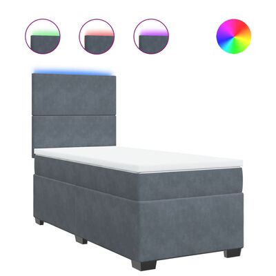 vidaXL Sommier à lattes de lit et matelas Gris foncé 90x190 cm Velours