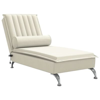 vidaXL Chaise longue de massage avec traversin crème velours