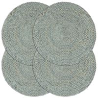 vidaXL Napperons 4 pcs Vert olive Plain 38 cm Rond Jute