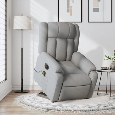 vidaXL Fauteuil inclinable de massage électrique Gris clair Tissu