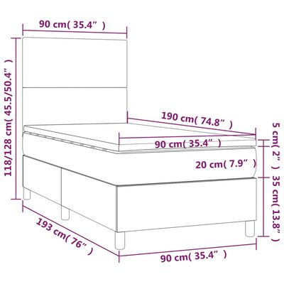 vidaXL Sommier à lattes de lit avec matelas et LED Gris clair 90x190cm